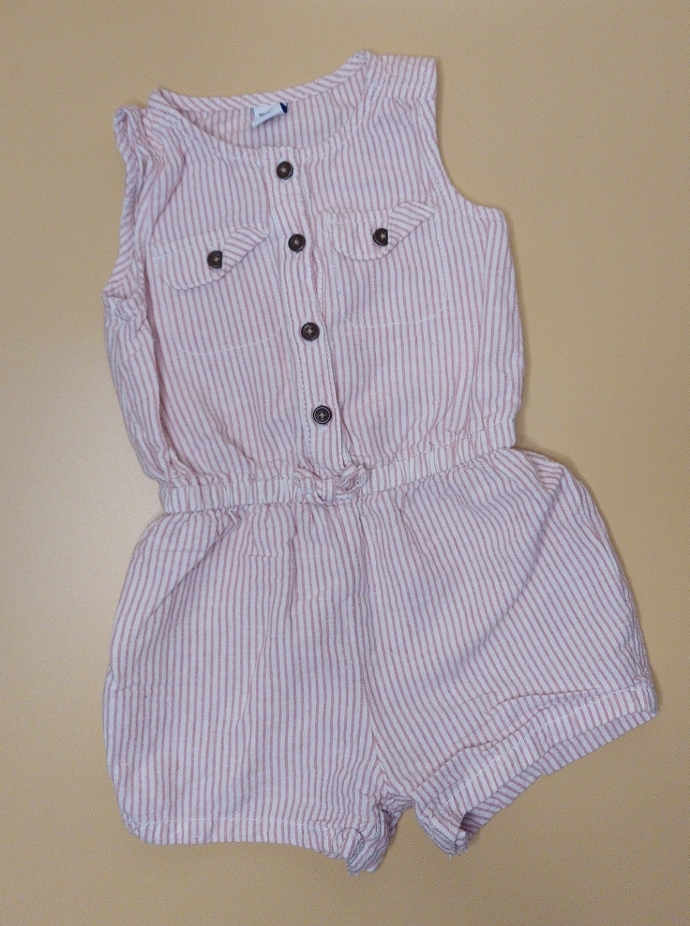 Old Navy Pink Striped Sleeveless Romper